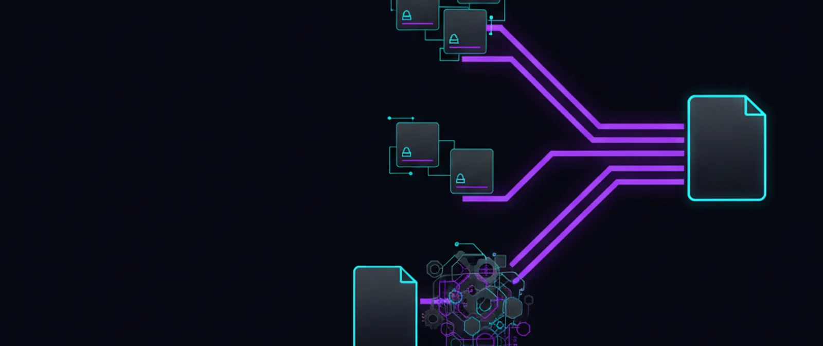 Many access points converging on a single document, showing how many routes lead to one file